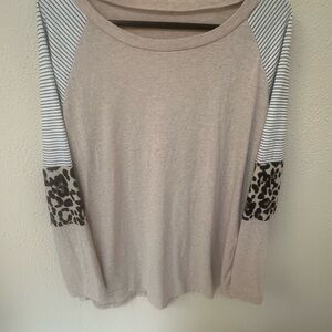 Leopard Print Sleeve Women's Top